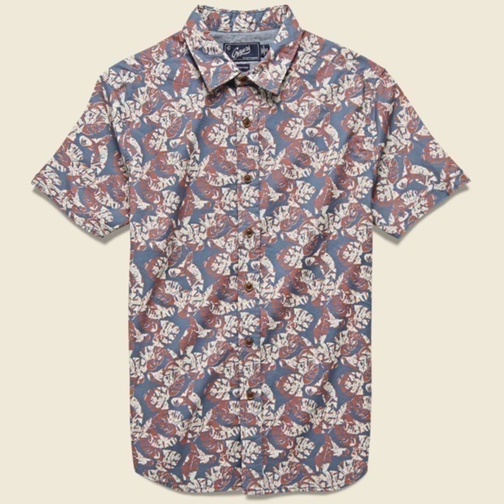 EUC Grayers Floral Printed Gauze Shirt Faded Navy/Red/Cream Size L